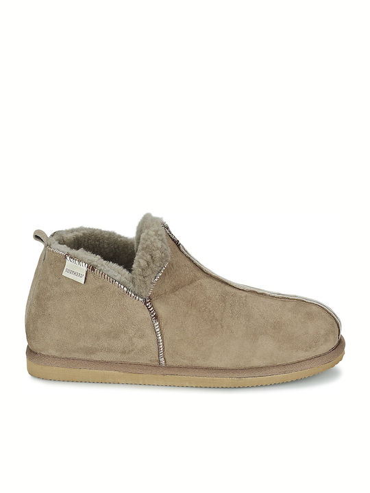 Geschlossene Winterliche Herrenhausschuhe Beige