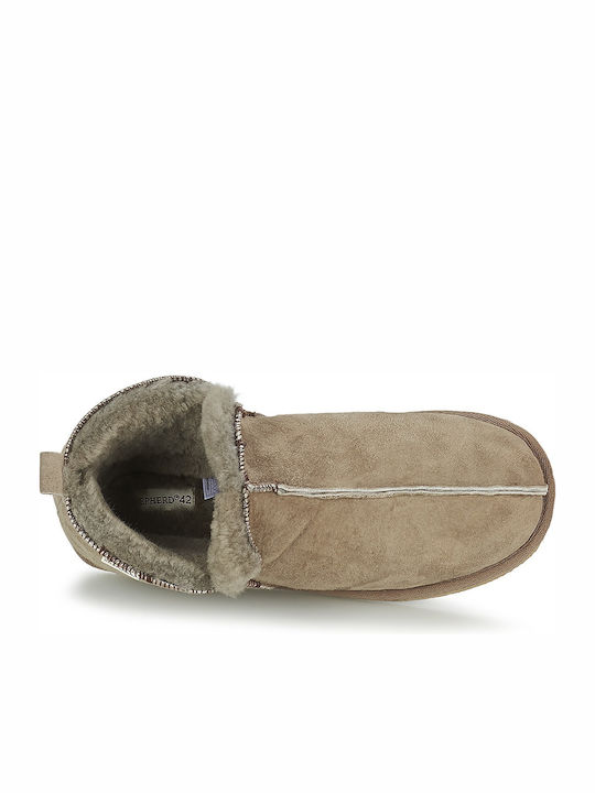 Geschlossene Winterliche Herrenhausschuhe Beige