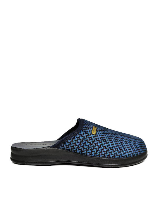 2838 Leder Herren Hausschuhe Blaue Anatomische