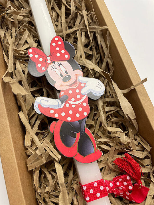Easter Candle Minnie Round Handmade White