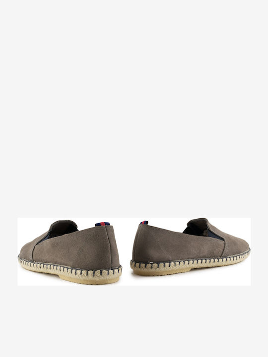 Leather Men's Espadrilles in Gray Color