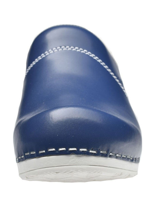 Sanita Leather Anatomic Clogs Blue