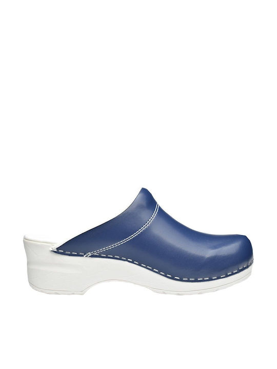Sanita Leather Anatomic Clogs Blue