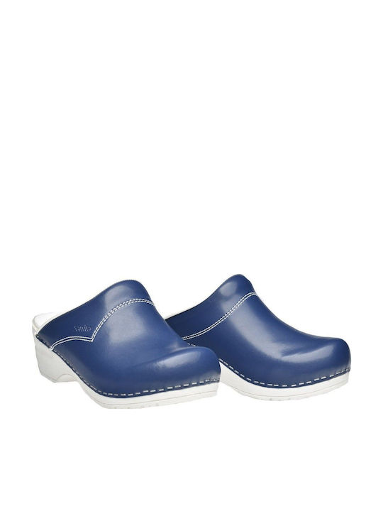Sanita Leather Anatomic Clogs Blue