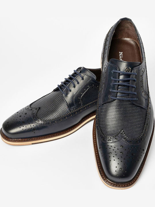 Leder Herren Oxfords Blau
