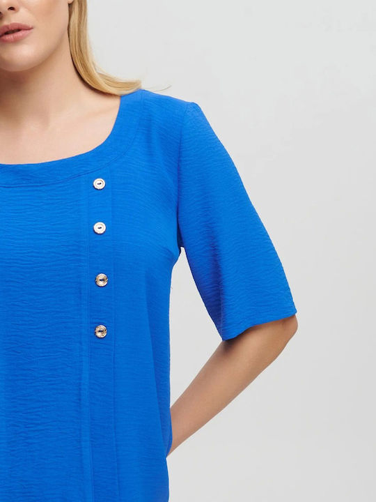 Women's Blouse Short Sleeve Royal Blue