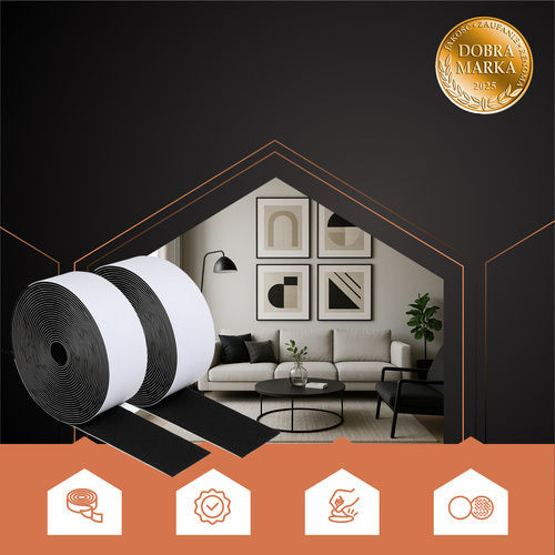 Ruhhy Self-Adhesive Hook & Loop Tape Black 50mmx5m 1pcs