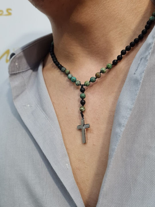 Mentzos Cruc Negru din Oțel Fără Lanț