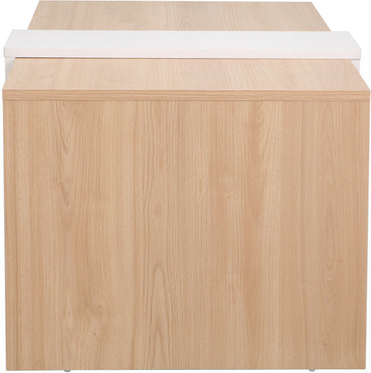 Rectangular Central Coffee Table Cozeto from Solid Wood Natural White W100xD53xH41.5cm