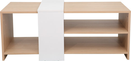 Rectangular Central Coffee Table Cozeto from Solid Wood Natural White W100xD53xH41.5cm