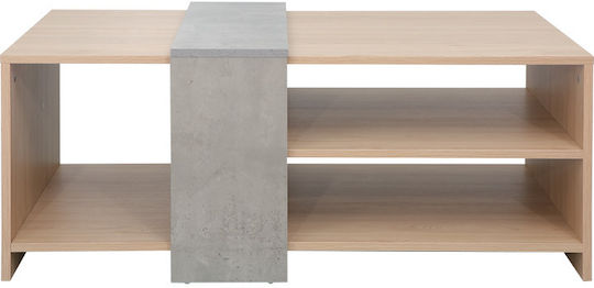Rectangular Central Coffee Table Cozeto from Solid Wood Natural with Grey W100xD53xH41.5cm