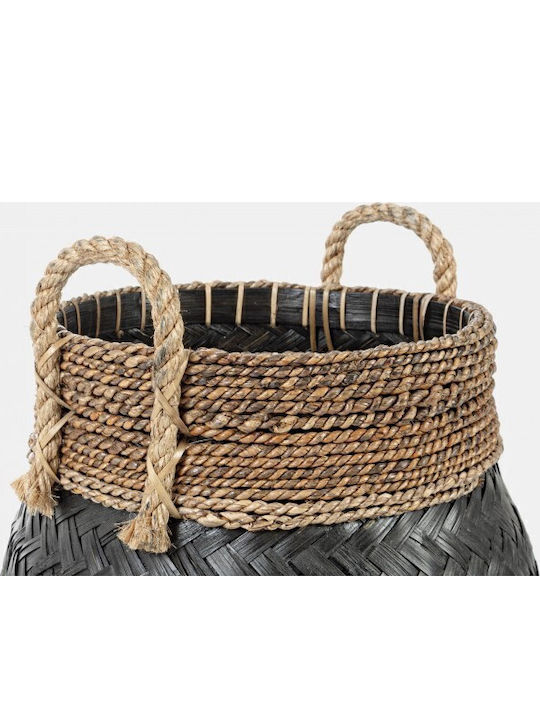 Priscilla L Decorative Basket Rattan with Handles Black