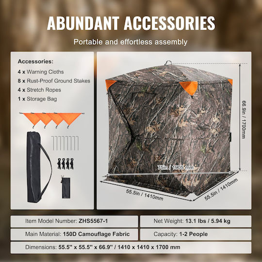 Vevor Hunting Tent Transparent 3 Seasons 170cm