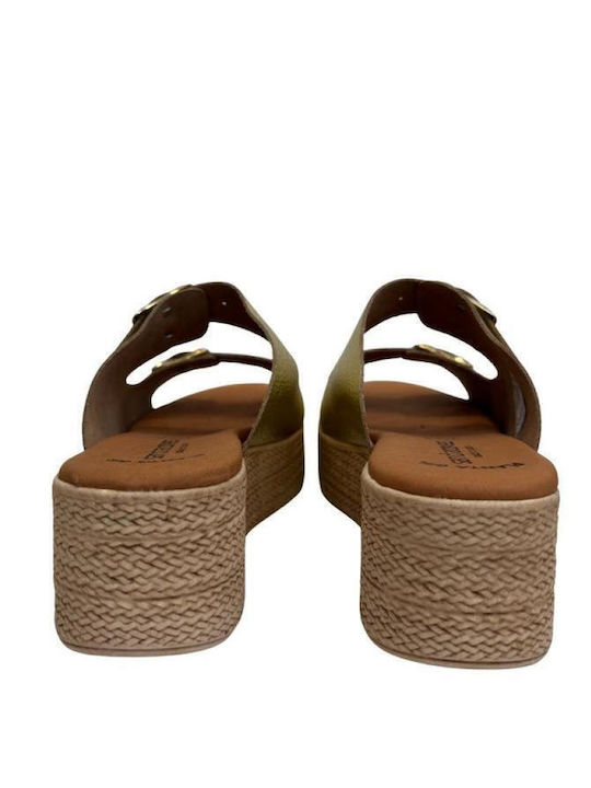 Anatomic Women's Leather Platform Wedge Sandals Gold