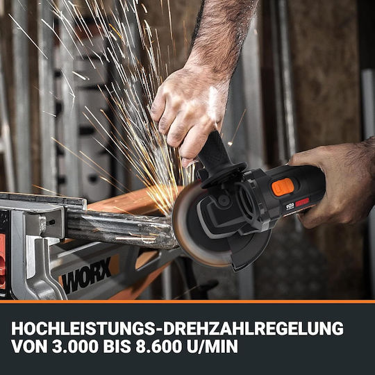 Worx Τροχός 125mm Μπαταρίας Brushless με Ρύθμιση Στροφών 20V Solo