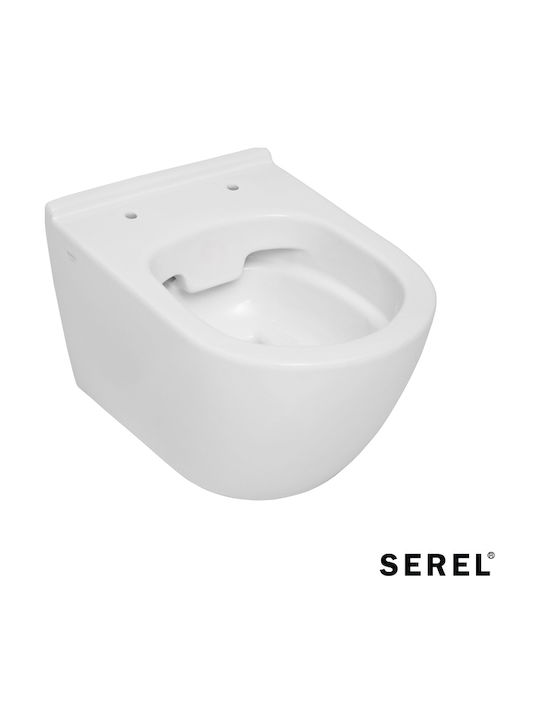 Serel Toaletă montată pe perete Fără margine cu Capac Închidere lentă Albă