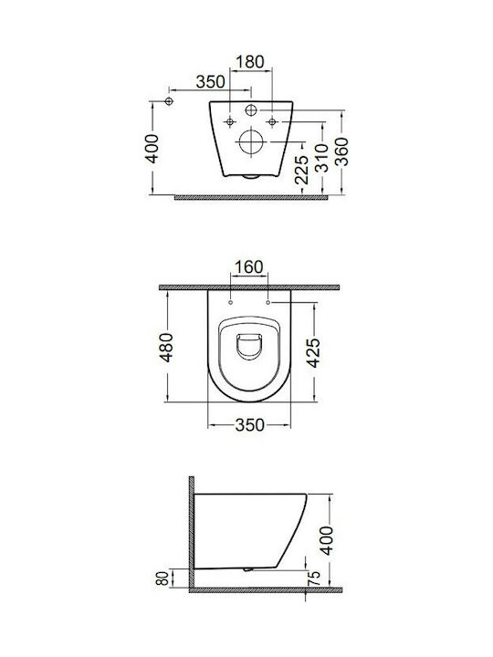Bianco Ceramica Wandhängende Toilette Beige