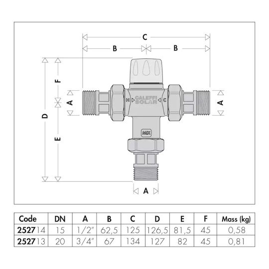 Caleffi Двупосочен Клапан Смесител 1" за котел