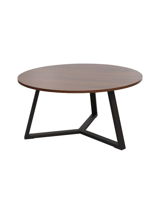 Round Central Coffee Table Berton from Solid Walnut Wood W80xL80xH40cm