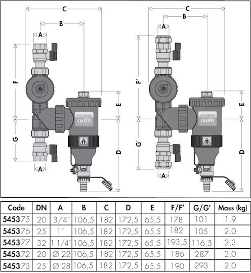 Διαχωριστής Σωματιδίων Φίλτρο Dirtmagplus 1" Caleffi 545376