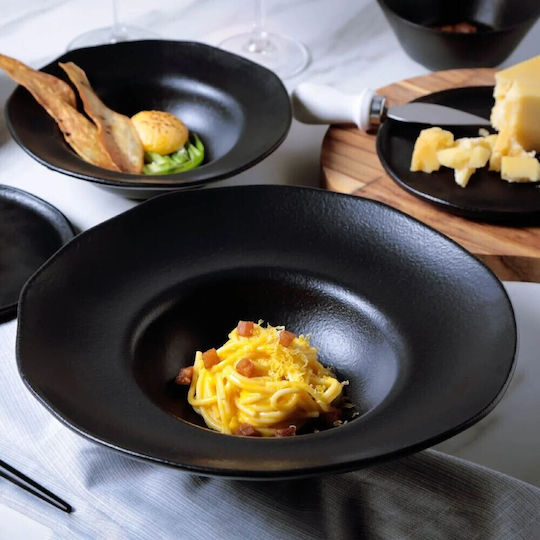 Porto Brasil Plate Pasta Ceramic Black with Diameter 28cm Porto Brasil Plate Pasta Ceramic Black with Diameter 28cm