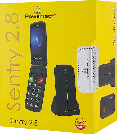 Powertech Sentry Dual SIM Κινητό με Μεγάλα Κουμπιά Μαύρο