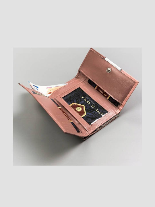 Μικρό Δερμάτινο Γυναικείο Πορτοφόλι με RFID Ροζ