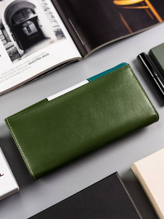 Large Leather Women's Wallet with RFID Green