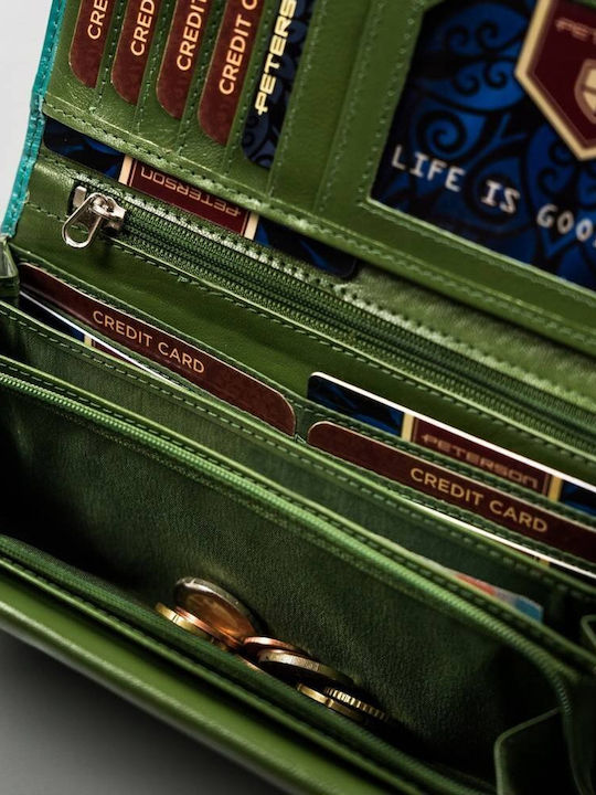 Large Leather Women's Wallet with RFID Green