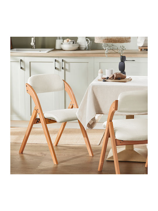 Wooden Foldable Kitchen Chair White 47x50x51cm