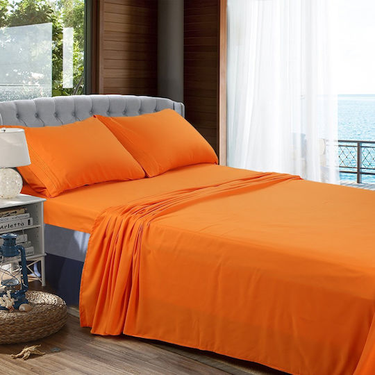 Kotonia Home Σεντόνι Υπέρδιπλο 220x240εκ. Πορτοκαλί
