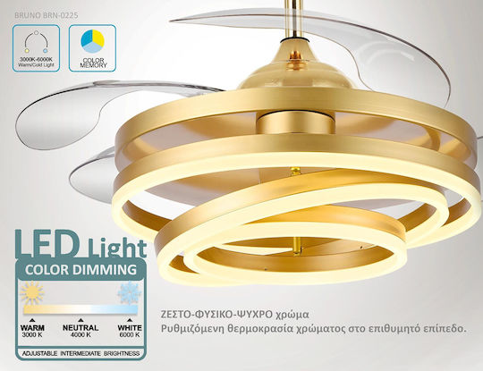 Bruno Deckenventilator 106.68cm mit Leuchte Transparent / Gold