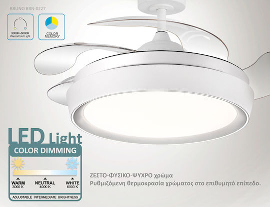 Bruno Ventilator de Tavan 106,68cm cu Lumină Alb