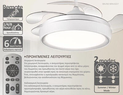 Bruno Ventilator de Tavan 106,68cm cu Lumină Alb