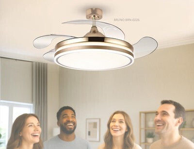 Bruno Ceiling Fan 106.68cm with Light Transparent / Gold