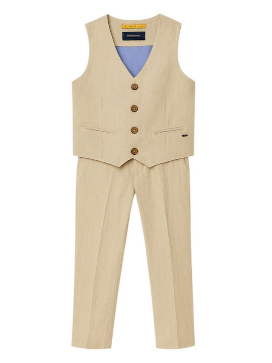 Kids Vest Cotton Beige