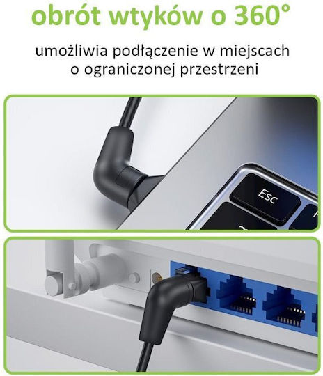 Techly U/UTP Cat.6a Ethernet Netzwerkkabel 1m Schwarz