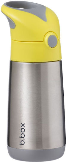 B.Box Kinderflasche Thermos Rostfreier Stahl mit Strohhalm Gelb 350ml