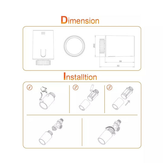 Kit Valvă Termostatică Smart Hub Radiator Mentor Tszb401 4.1 Zigbee LCD