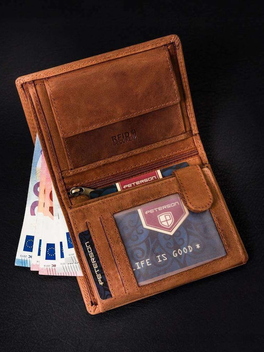 Δερμάτινο Ανδρικό Πορτοφόλι με RFID Καφέ