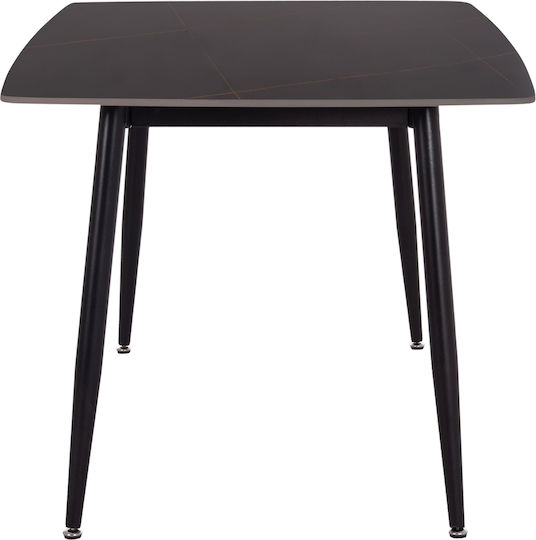 Raven Table Dining Room with Ceramic Surface Black Marble 160x80x74cm