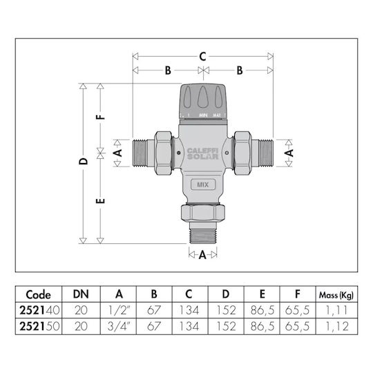 Caleffi Двупосочен Клапан Защитна врата ½" за котел