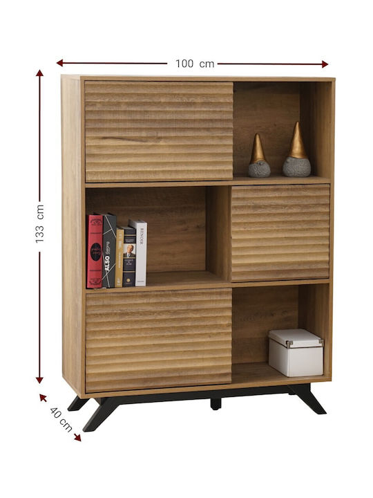 Polihome Tactile 3D Wooden Sideboard Beige 100x40x133cm