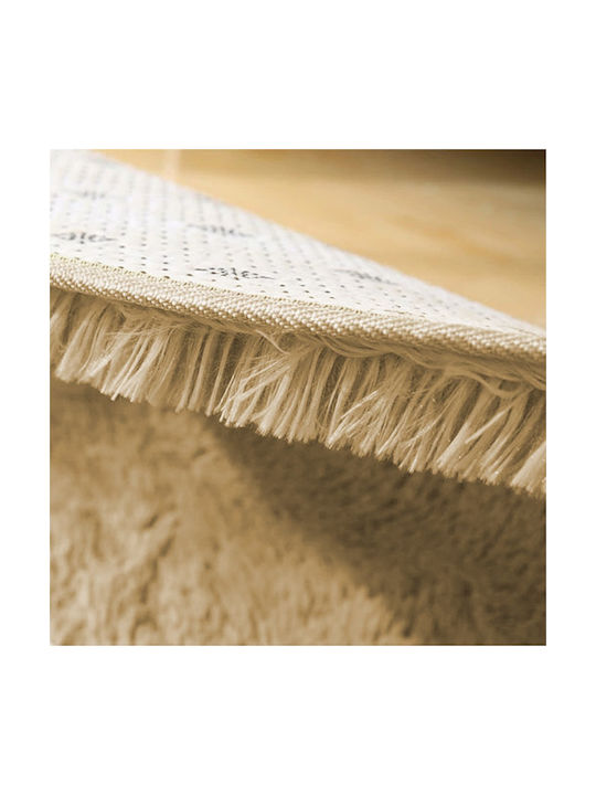 Strado Anti-slip Rug Round Shaggy Light Brown