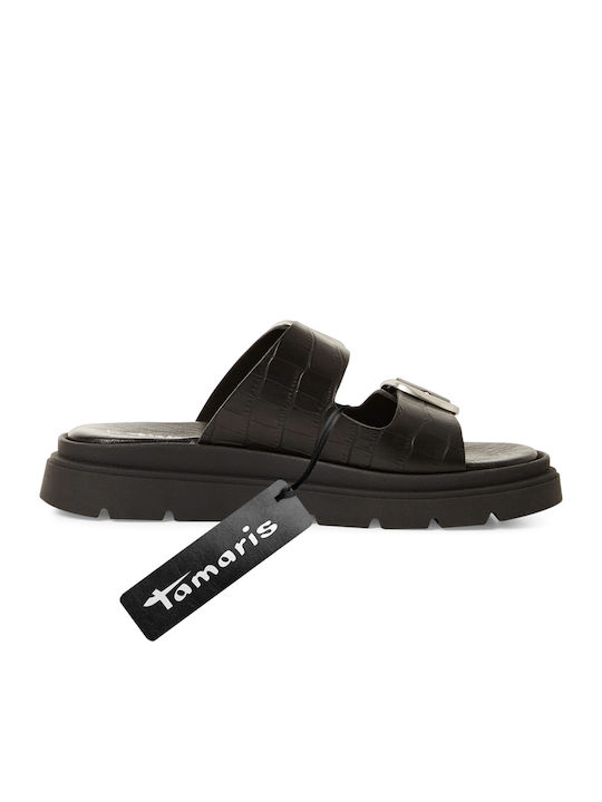 Leather Women's Flat Sandals Anatomic in Black Color