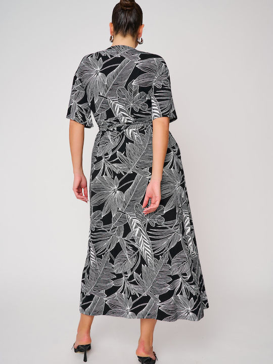 Summer Midi Wrap Black Dress