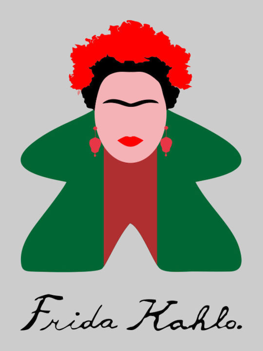 Frida Kahlo Meeple T-shirt Dark Purple