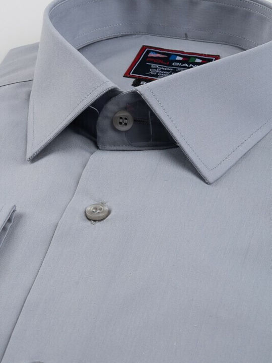 Poligianni-domino Υποκάμισο Slim Fit 20502-12 Γκρι Ανοιχτο