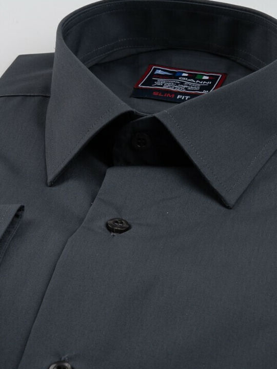 Poligianni-domino Υποκάμισο Slim Fit 20502-17 Γκρι