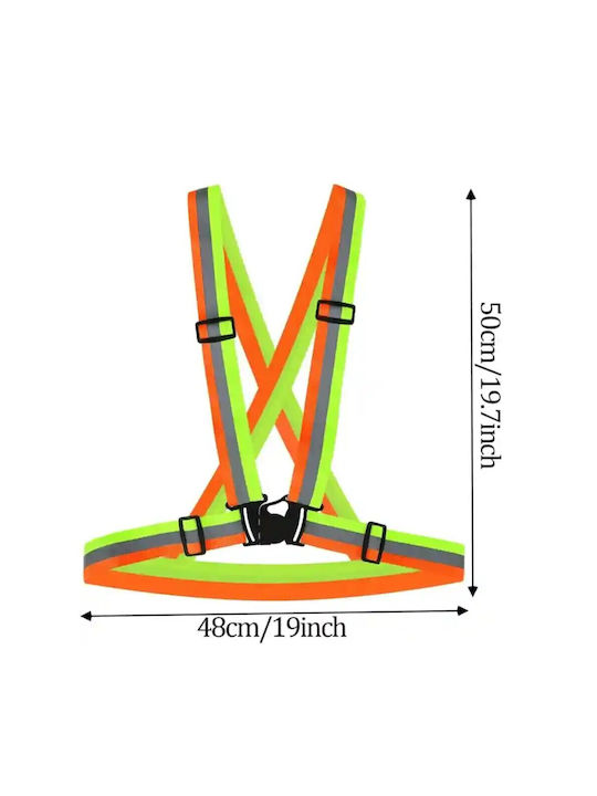 Unisex Fluorescent Elastic Suspenders Vest Reflective Stripes 1aut46